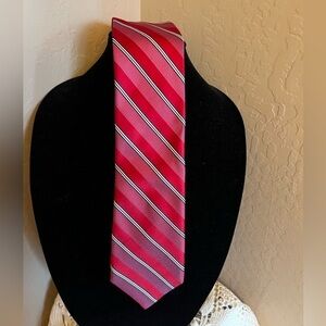 Cremieux Silk Seven-Fold Neck Tie Made in Italy - Red Stripe